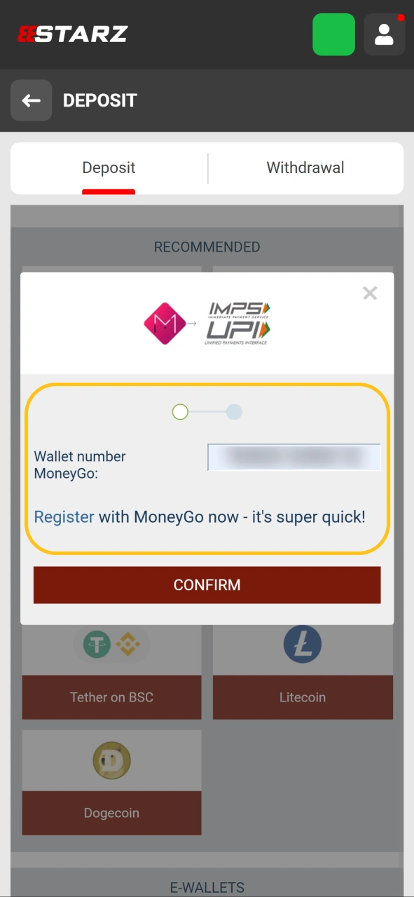 Fill in the required payment details in the pop-up window at Chicken Road.